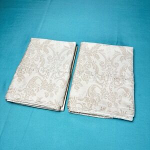 Ralph Lauren King Fitted Sheet & 2 Pillowcase Set Beige Cream Damask Floral